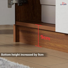 Lukzer 4-Layer Engineered Wood Bookshelf with Door | Multipurpose Rack (MR-020/Oak Brown)