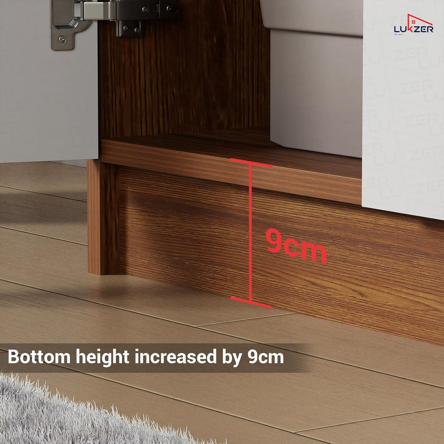 Lukzer 4-Layer Engineered Wood Bookshelf with Door | Multipurpose Rack (MR-020/Oak Brown)