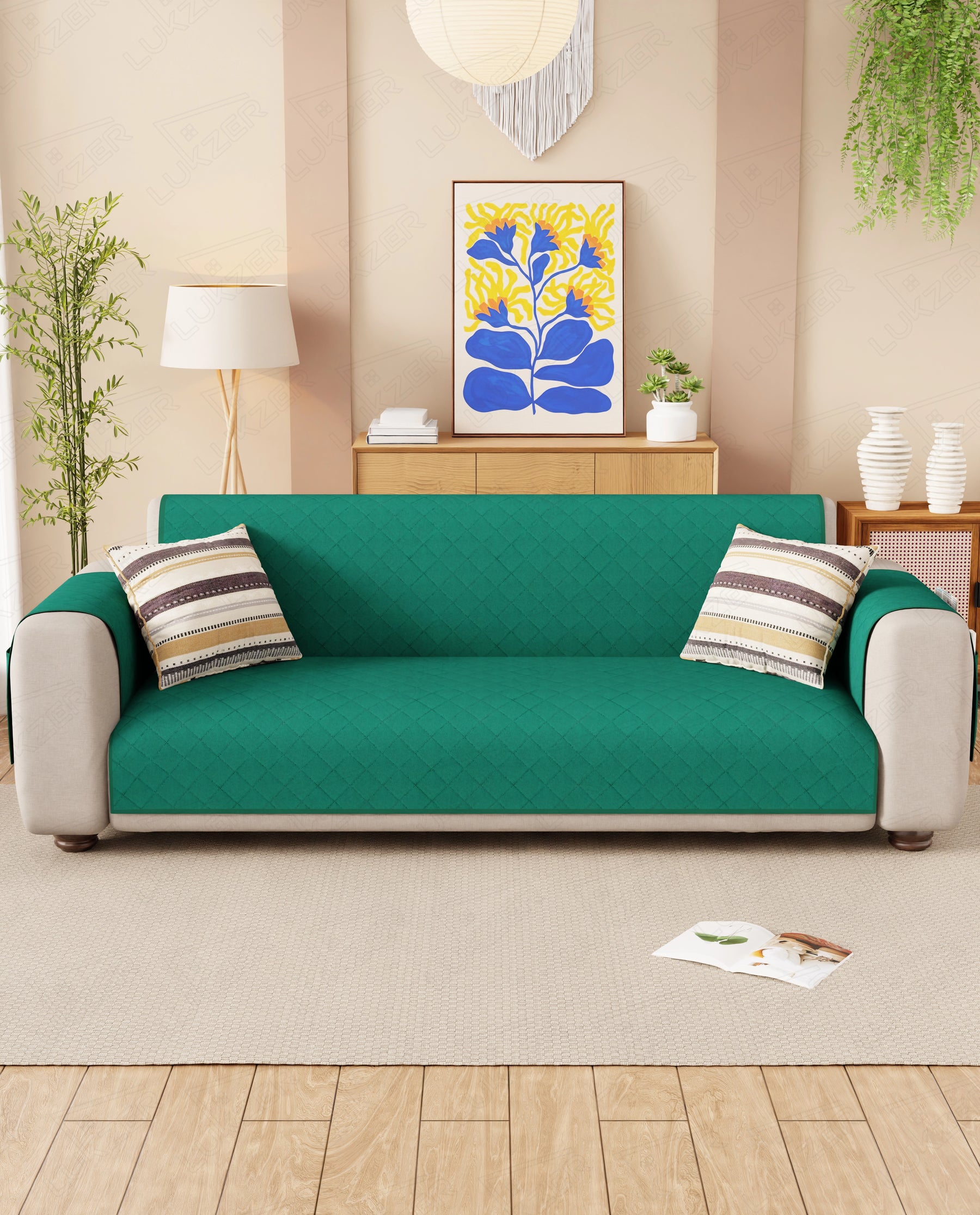 Lukzer Quilted Sofa Mat Forest Green (SC-200-01)