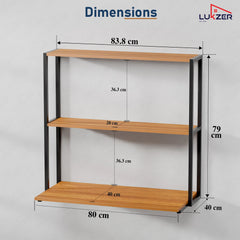 Lukzer Wall Mounted Study Table with Multipurpose Storage Shelves (MMR-007/Black & Oak Brown)