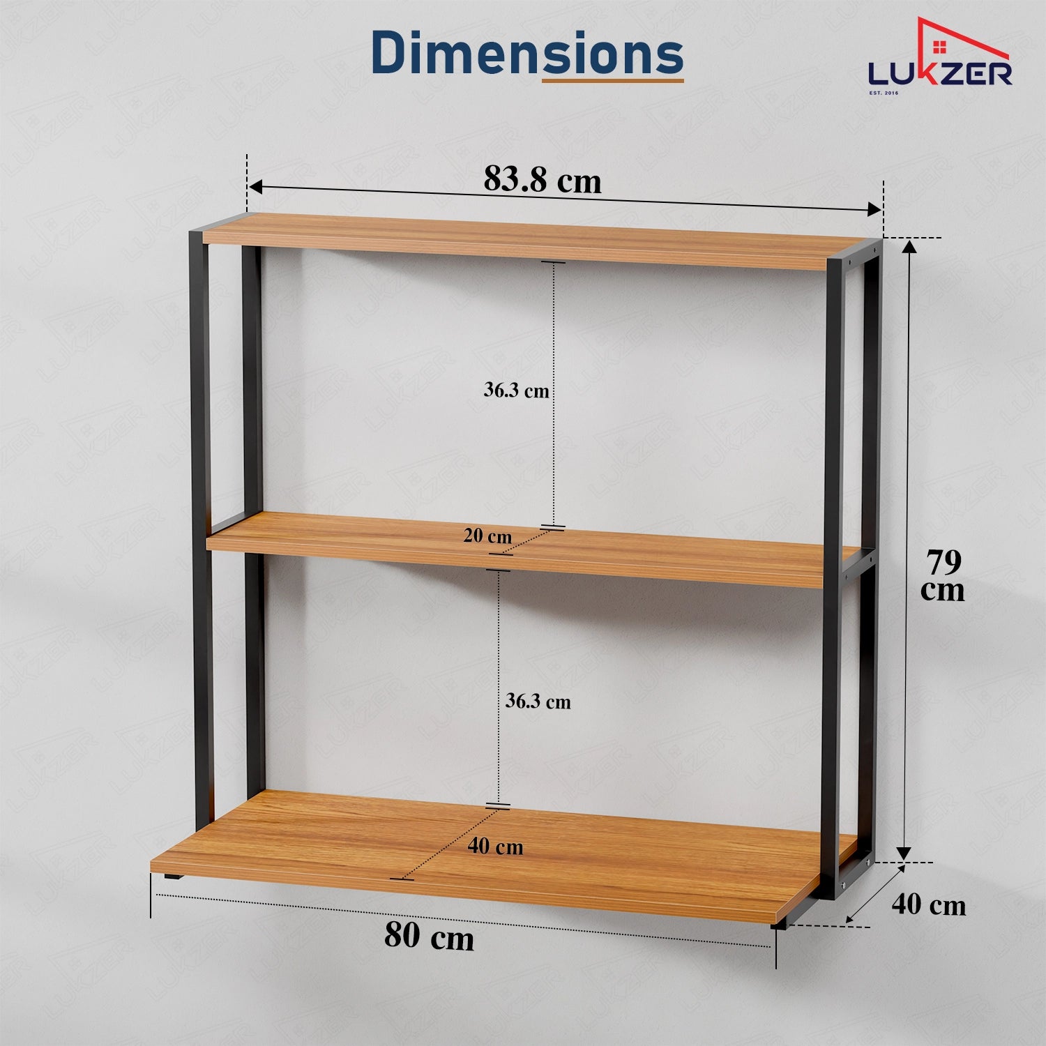 Lukzer Wall Mounted Study Table with Multipurpose Storage Shelves (MMR-007/Black & Oak Brown)