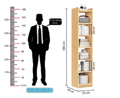 Lukzer 6 Layer Engineered Wood Bookshelf Multipurpose Rack (MR-005/Light Oak)