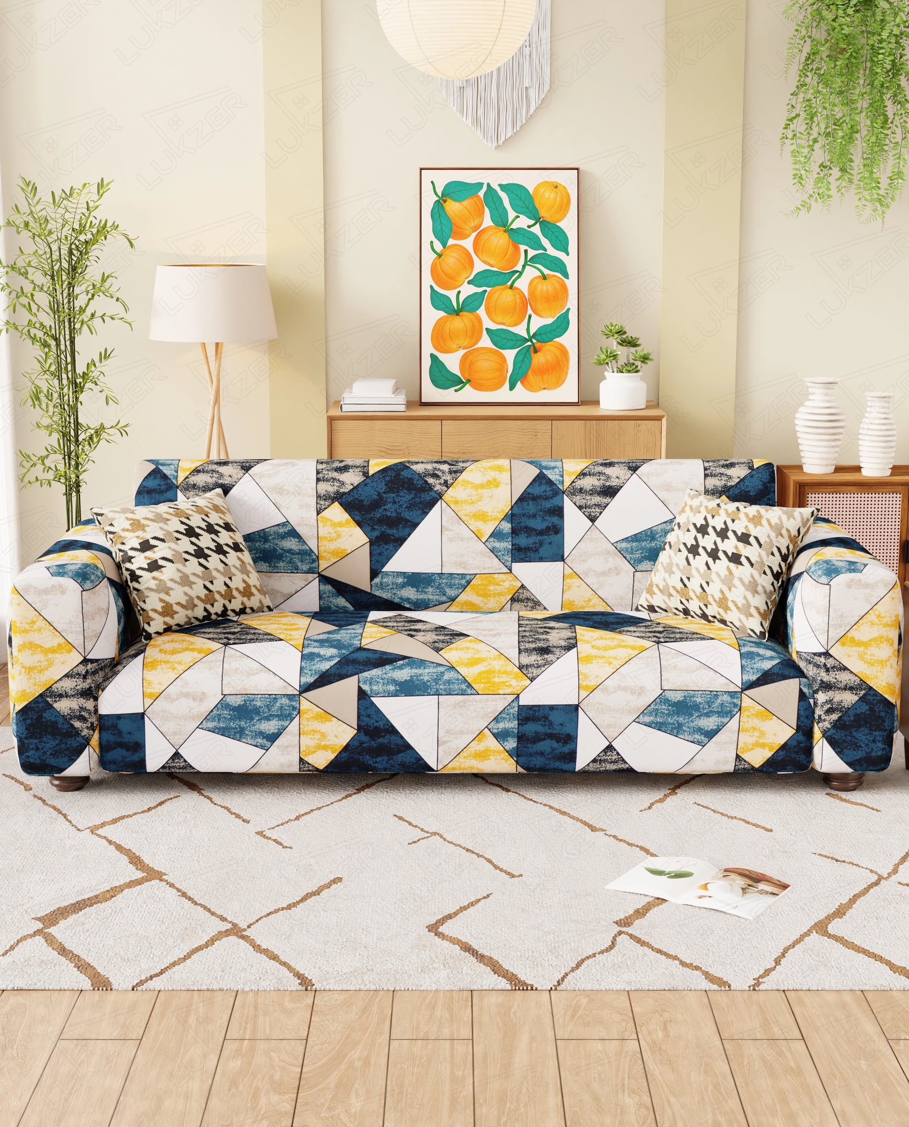 Lukzer Polyester Sofa Cover - Prism Yellow (SC-047-01)