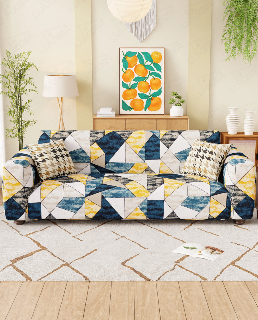 Lukzer Polyester Sofa Cover - Prism Yellow (SC-047-01)