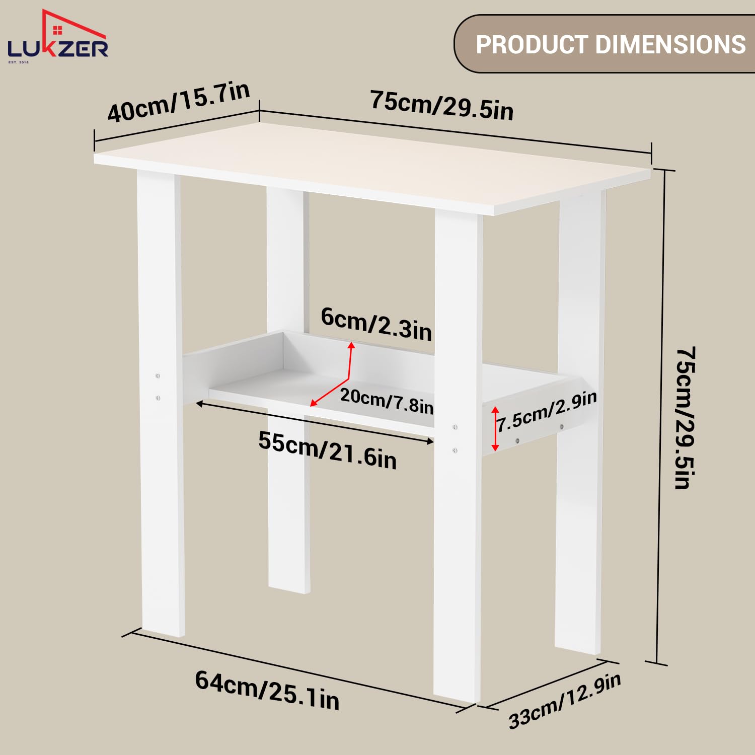 Lukzer Engineered Wood Kids Study Table with Open Shelf (ST-004S/White)