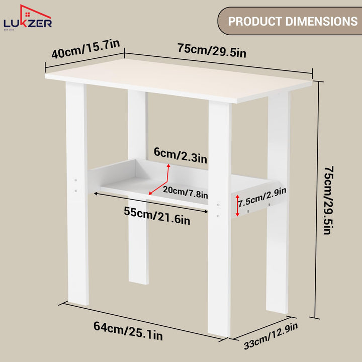 Lukzer Engineered Wood Kids Study Table with Open Shelf (ST-004S/White)