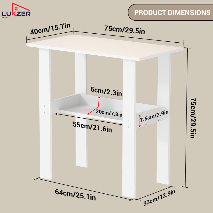 Lukzer Engineered Wood Kids Study Table with Open Shelf (ST-004S/White)
