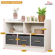 Lukzer 2-Layer Engineered Wood 3 Drawers Bookshelf & Storage Organizer (MR-025/White)