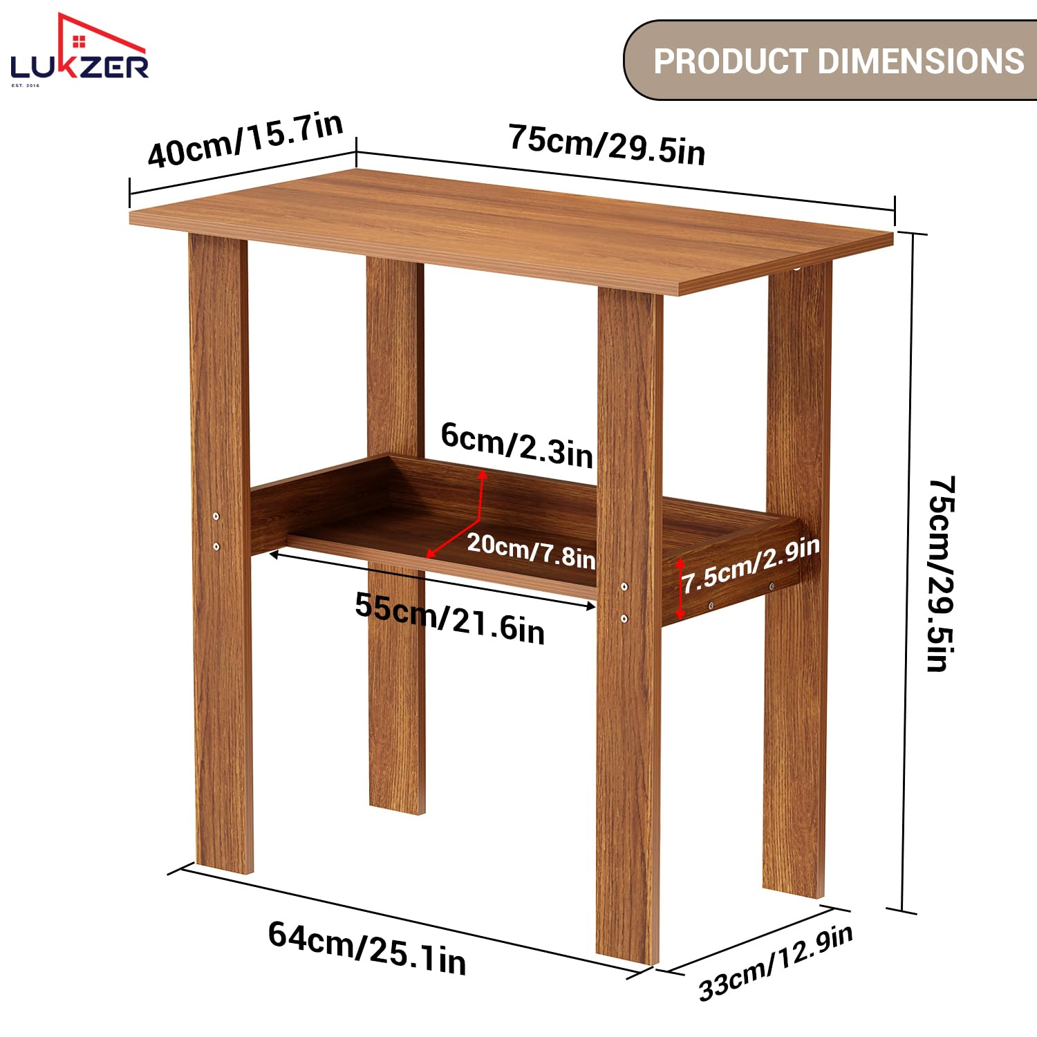 Lukzer Engineered Wood Kids Study Table with Open Shelf (ST-004S/Oak Brown)