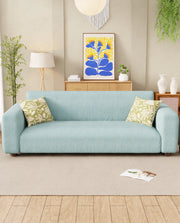 Lukzer Pastel Shades Textured Sofa Cover - Blue Curved Diamond (SC-086-01)
