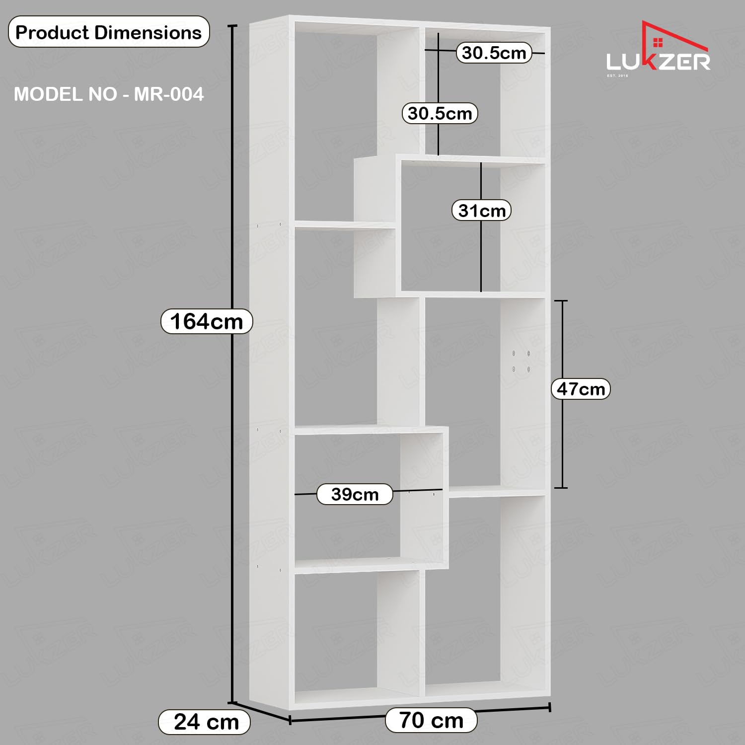 Lukzer 8 Shelves Modern Engineered Wood Book Shelf with Storage Display Rack (MR-004/White)