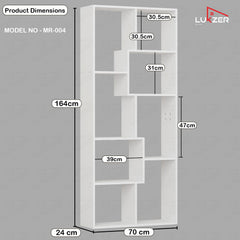 Lukzer 8 Shelves Modern Engineered Wood Book Shelf with Storage Display Rack (MR-004/White)