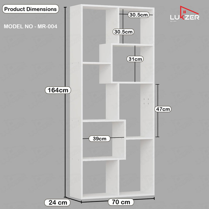 Lukzer 8 Shelves Modern Engineered Wood Book Shelf with Storage Display Rack (MR-004/White)
