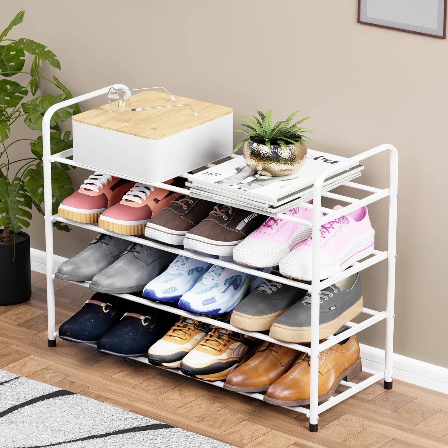 Shoe Rack/Open Display Rack | (White/Metal)