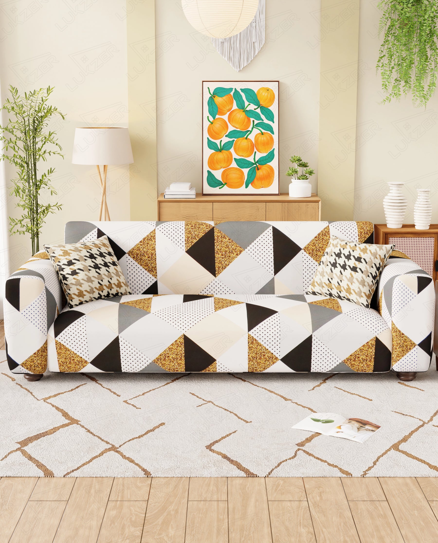 Lukzer Polyester Sofa Cover - Prism Dotted (SC-045-01)