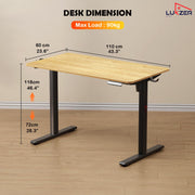 Lukzer Electric Automatic Height Adjustable Sit Stand Desk EST-003 ( Black & Oak Light )