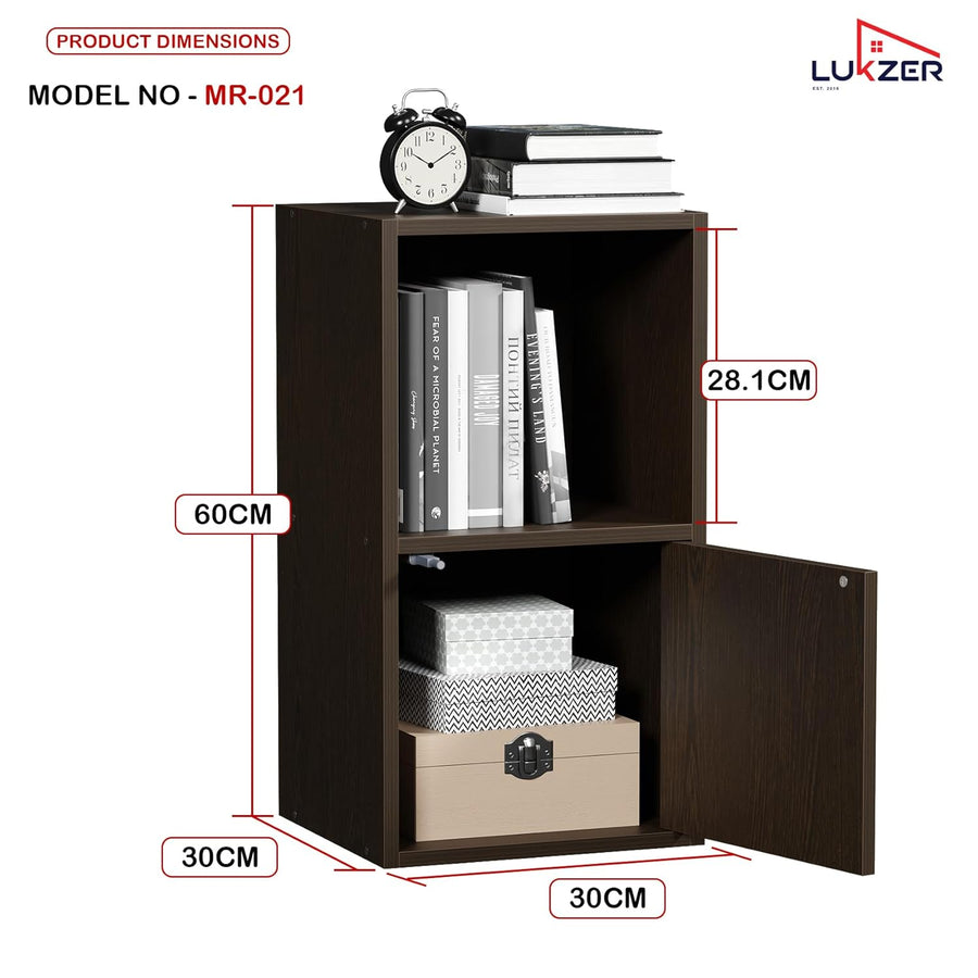 Lukzer Engineered Wood 2 Layer Storage Cabinet with Open Display Rack (MR-021/Wenge)