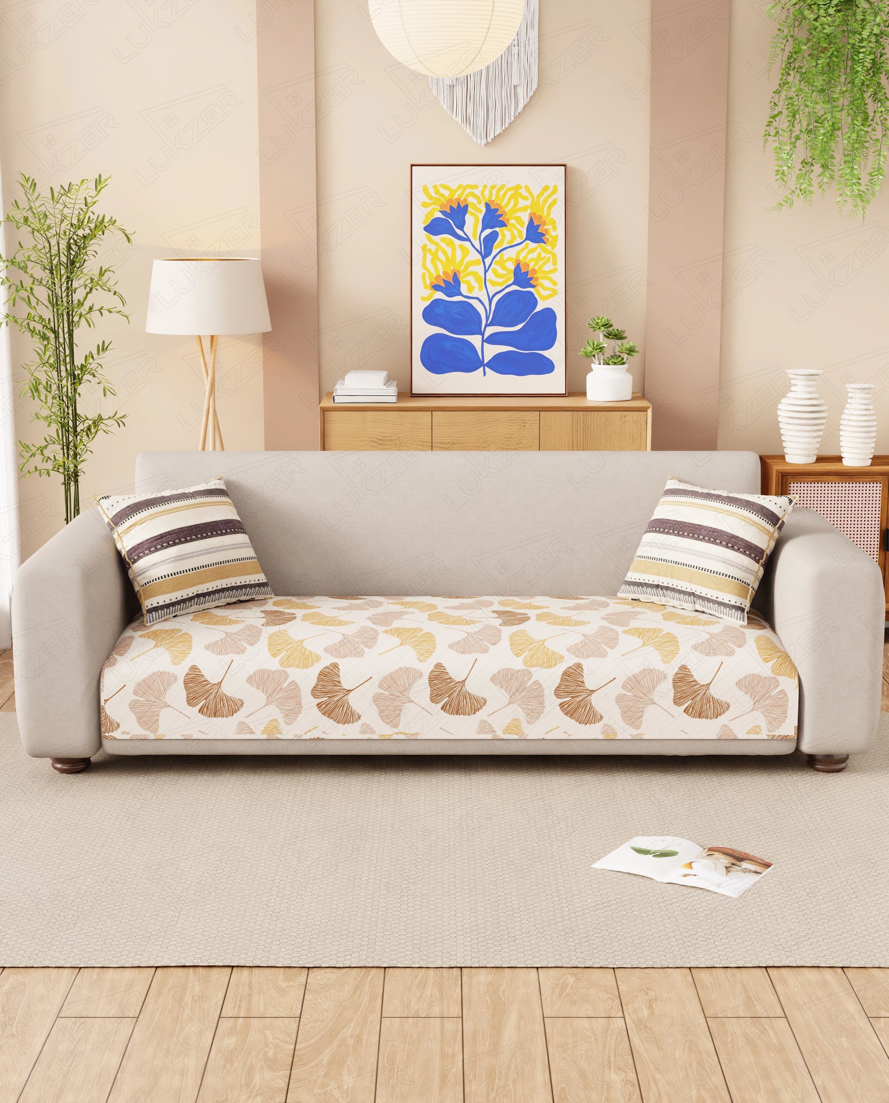 Lukzer Quilted Waterproof Sofa Mat  Fan Leaf (SC-185-01)