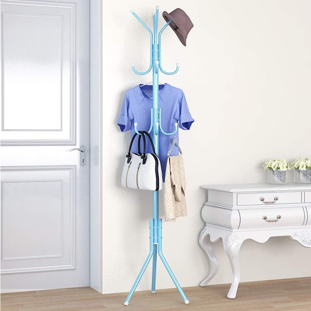 Lukzer 8-Hook Freestanding Metal Coat Stand – Stylish & Durable (Blue/White/Black, 170x42cm