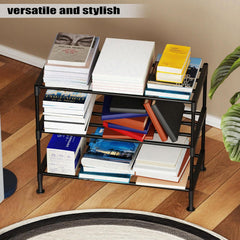 Lukzer Easy DIY Metal & Plastic Bookshelf/Storage Organizer – Black & Silver (3/4/5/6 Layers)