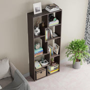 Lukzer 8 Shelves Modern Engineered Wood Book Shelf with Storage Display Rack (MR-004/Black)