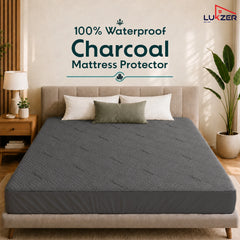 Lukzer 100% Waterproof Charcoal Fabric Mattress Protector/Mattress Cover / Queen Size - (75" x 60" Inches) - (6.3 x 5 ft)