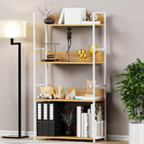 Lukzer MMR-001 Sturdy 4-Tier Storage Rack – Metal Frame, Engineered Wood (White/Oak Brown, Black/White)