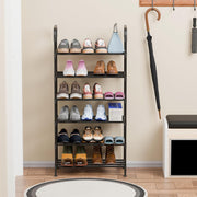 Lukzer Dual-Material Shoe Rack – Silver & Black, 3/4/5/6-Layer Storage Organizer