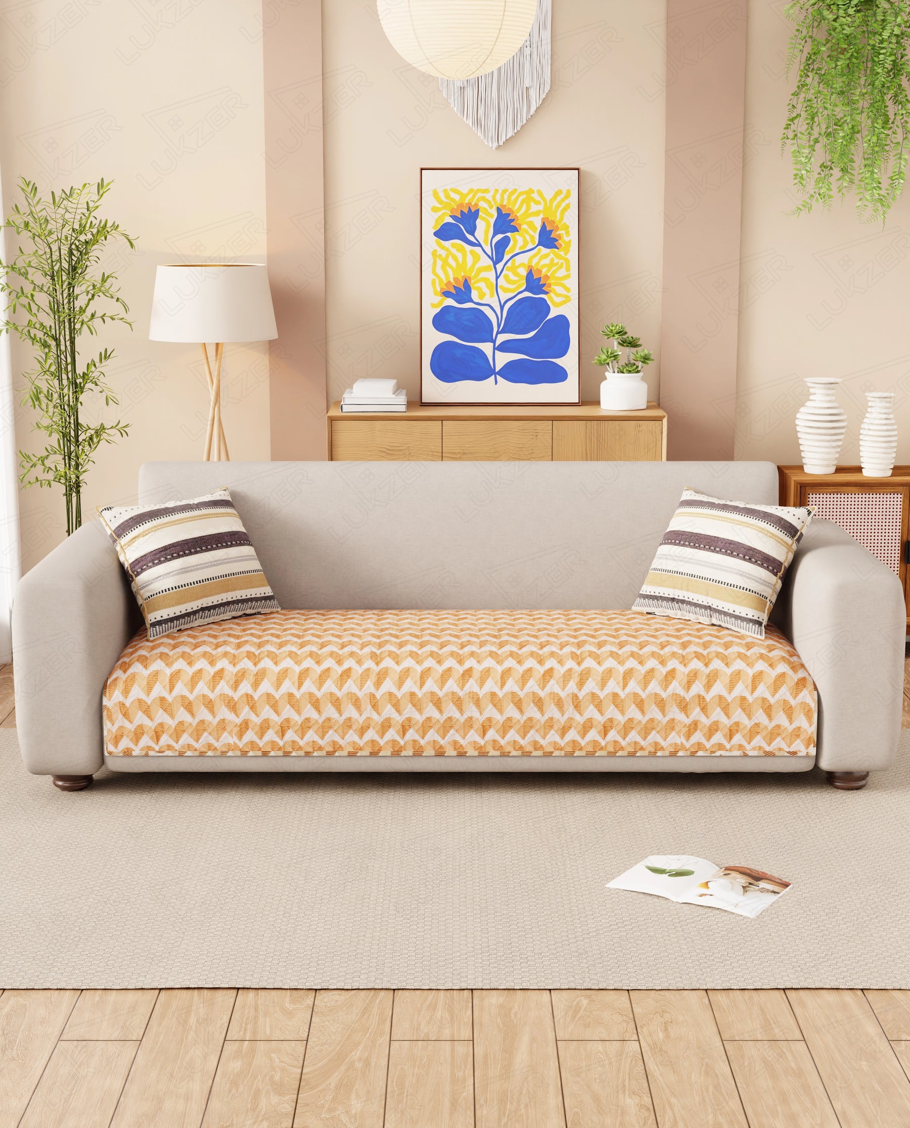 Lukzer Reversible Quilted Sofa Mat   Rhythmic Arcs (SC-181-01)