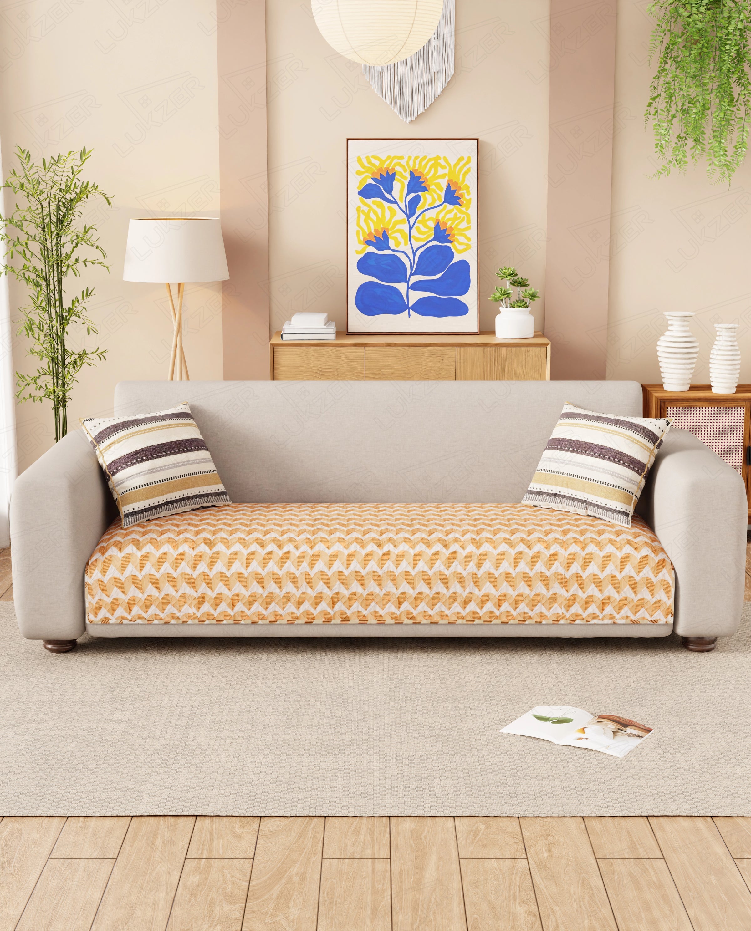 Lukzer Reversible Quilted Sofa Mat   Rhythmic Arcs (SC-181-01)