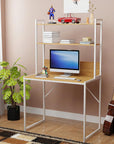 Metal & Wood Computer Desk with 3 Shelves | (MST-006)