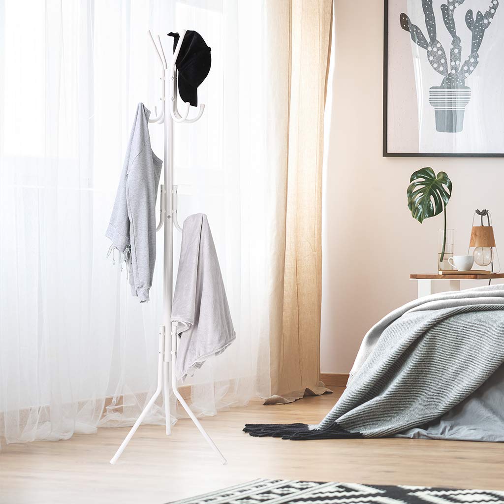 Lukzer 8-Hook Freestanding Metal Coat Stand – Stylish & Durable (Blue/White/Black, 170x42cm