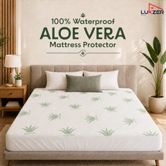 Lukzer 100% Waterproof Natural Aloe Vera Mattress Protector/Mattress Cover / King Size - (78" x 72" Inches) - (6.5 x 6 ft)
