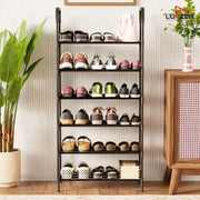 Lukzer 6-Tier Metal & Plastic Space-Saving Shoe Organizer Rack (MSR-006/Black)