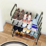 Lukzer Dual-Material Shoe Rack – Silver & Black, 3/4/5/6-Layer Storage Organizer