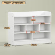 Lukzer Multipurpose 7-Section Storage Rack with 4 Shelves Bookcase Unit (MR-008/White)