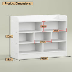 Lukzer Multipurpose 7-Section Storage Rack with 4 Shelves Bookcase Unit (MR-008/White)