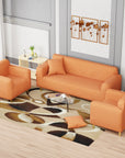 Jacquard Sofa Cover (Pastel Orange Diamond Pattern)