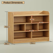 Lukzer Multipurpose 7-Section Storage Rack with 4 Shelves Bookcase & Display Unit (MR-008/Light Oak)