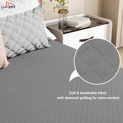 Lukzer Quilted Cotton Waterproof Mattress Protector Grey (MTP-QGR-001)