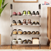 Lukzer 4-Tier Metal & Plastic Space-Saving Shoe Organizer Rack (MSR-004/Silver)