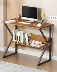 Modern Computer Desk with Built-in Bookshelf (MST-001)