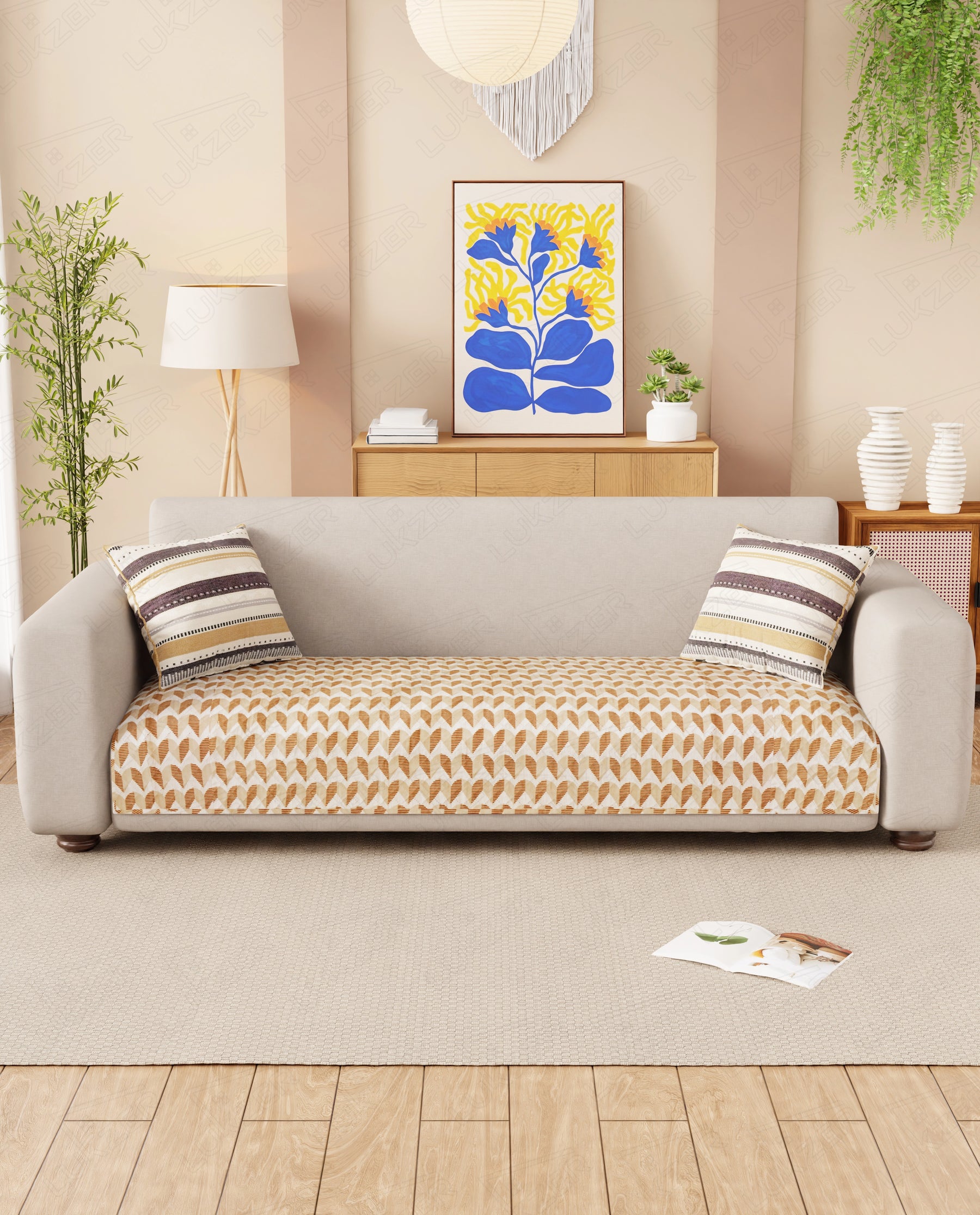 Lukzer Reversible Quilted Sofa Mat   Rhythmic Arcs (SC-181-01)