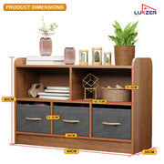 Lukzer 2-Layer Engineered Wood 3 Drawers Bookshelf & Storage Organizer (MR-025/Oak Brown)