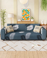 Lukzer Polyester Sofa Cover - Grey Leaves (SC-006-01)