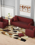 Jacquard Sofa Cover (Pastel Deep Maroon Diamond Pattern)