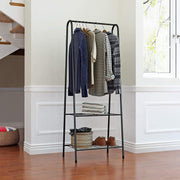 Lukzer Modern Metal Garment Rack with 2 Bottom Shelves – A-Shape - Frame Design (Black/White)