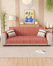 Lukzer Reversible Quilted Sofa Mat with Arms Brick Bloom (SC-201-01)