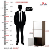 Lukzer 3-Tier Engineered Wood Cabinet Bookshelf Organizer with Magnetic Doors (MR-017/Wenge)