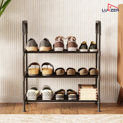Lukzer 3-Tier Metal & Plastic Space-Saving Shoe Organizer Rack (MSR-003/Black)